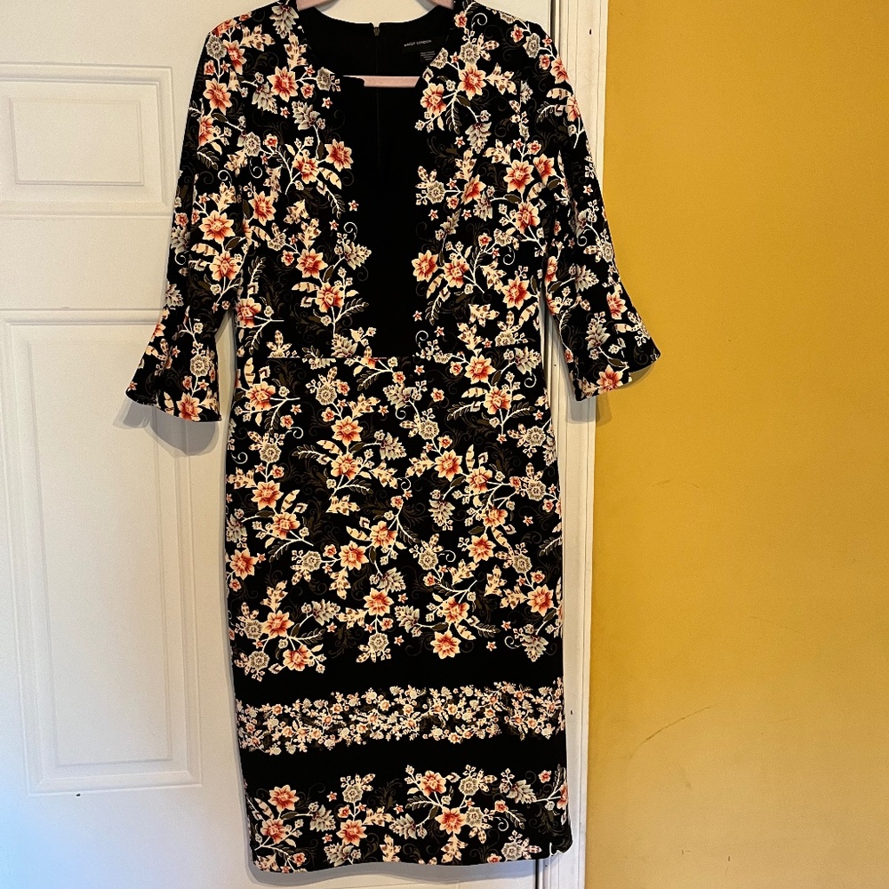 Maggy London Black Floral Sheath Dress